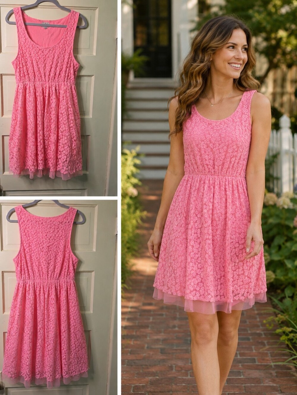 🌸 …Lost Pink Floral Lace Fit & Flare Dress — NWT — Size M